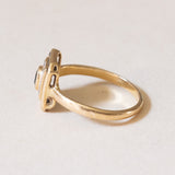 Anello vintage in oro 18K con zaffiri e diamanti, anni ‘40/‘50