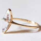 Anello vintage in oro 18K con quarzo azzurro, anni ‘50/‘60