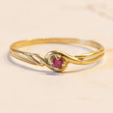 Anello vintage in oro 18K con rubino, anni ‘60/‘70