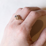 Anello vintage in oro 18K con topazio azzurro, anni ‘60