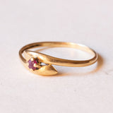 Anello vintage in oro 18K con rubino, anni ‘50
