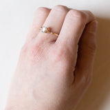 Anello vintage in oro 18K con acquamarina, anni ‘50/‘60