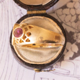 Anello vintage in oro giallo 18K con acquamarina e tormaline rosa, anni ‘60