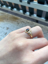 Bague vintage en or 14 carats avec saphirs et diamants, 1950