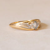 Anello vintage in oro 18K con pasta di vetro azzurra, anni ‘50