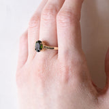 Anello solitario vintage in oro 14K con tsavorite verde, anni ‘70