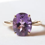 Anello vintage da cocktail in oro 8K con ametista (4.30ct ca.), anni ‘70/‘80