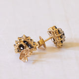 Orecchini vintage in oro 18K con topazi e diamanti, anni '60/'70