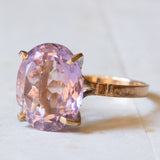 Anello vintage da cocktail in oro 18K con ametista viola chiaro, anni ‘60