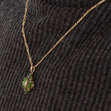 Collana vintage in oro 8K con cromodiopsidi e diamanti, anni ‘80