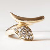 Anello a serpente vintage in oro 14K con diamanti (0.12ctw ca.), anni ‘70