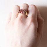 Anello vintage in oro 9K con tormaline rosa e diamanti, anni ‘80/‘90
