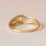Anello vintage in oro 18K con pasta di vetro azzurra, anni ‘50