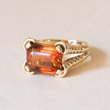 Vintage cocktail ring in 14K gold with citrine quartz, 1960s