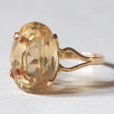 Anello vintage da cocktail in oro 18K con quarzo citrino (6ct ca.), anni ‘50/‘60