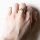 Anello vintage in oro 18K con acquamarina, anni ‘50/‘60