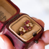 Orecchini vintage in oro 18K con diamanti (0.30ctw ca.) e rubini, anni ‘70