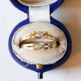 Coppia di anelli vintage in oro 18K con diamanti (0.08ctw ca.), anni ‘70