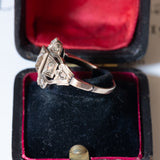 Art Nouveau ring in 14K gold and silver with rosette cut diamonds, 1920s