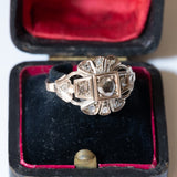 Art Nouveau ring in 14K gold and silver with rosette cut diamonds, 1920s