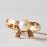 Anello vintage in oro 18K con perla, anni ‘50