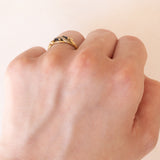 Anello vintage in oro 18K con zaffiri e diamanti, anni ‘60