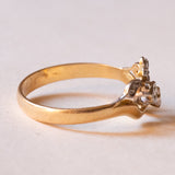 Anello vintage in oro 18K e argento con diamanti e pietra bianca, anni ‘50