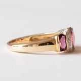 Anello vintage in oro 14K con granati viola e diamanti, anni ‘70