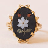 Anello vintage in oro giallo 18K con mosaico, anni ‘70/‘80