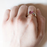 Anello vintage in oro 9K con topazio rosa, anni ‘70/‘80