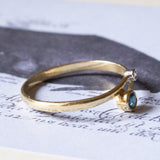 Anello contrarier vintage in oro 14K con zaffiro e diamante, anni ‘50/‘60
