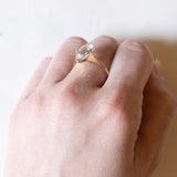 Anello vintage in oro 18K con quarzo azzurro, anni ‘50/‘60