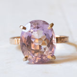 Anello vintage da cocktail in oro 18K con ametista viola chiaro, anni ‘60