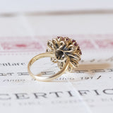 Anello vintage in oro 8K con rubini, anni ‘50