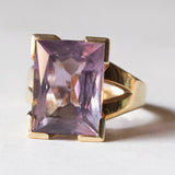 Anello vintage da cocktail in oro 14K con ametista (7ct ca.), anni ‘60/‘70