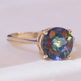 🌙 Anello moderno in oro 9K con topazio mistico