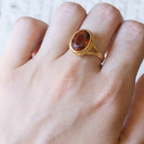 Anello vintage in oro 18K con quarzo citrino arancione, anni ‘70