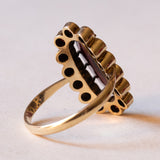 Anello vintage a margherita in oro 8K con granati, anni ‘60