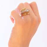 Anello vintage in oro 18K con diamanti di taglio vecchio (0.75ctw ca.), anni '40