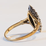 Anello a navette vintage in oro 18K con diamanti (0.20ctw ca.), anni ‘50/‘60