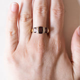 Anello vintage in oro 14K con granati viola e diamanti, anni ‘70