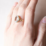 Anello vintage in oro 14K con acquamarina (4ct ca.), anni ‘60