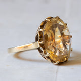 Vintage cocktail ring in 14K gold with yellow citrine quartz, 1960s