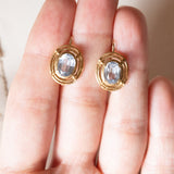 Orecchini vintage in oro 14K con spinelli sintetici, anni ‘60