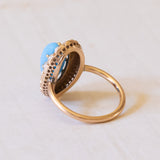 Bague Turquoise Antique en Or 18K et Perles, 1930s