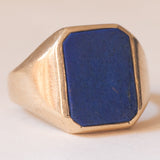 Anello vintage da sigillo in oro 9K con lapislazzuli, anni ‘60/‘70
