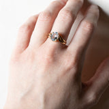 Anello vintage in oro 18K con acquamarina, anni ‘50/‘60