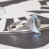 Anello vintage in oro bianco 18K con acquamarina, anni ‘70/‘80