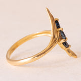 🌱Anello vintage in oro giallo 18K con zaffiri, anni ‘70