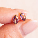 Orecchini vintage in oro giallo 18K con ametiste, anni ‘70